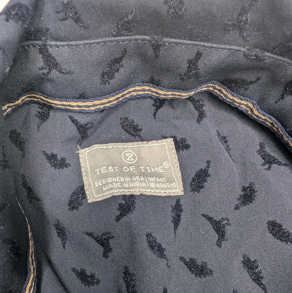 Test of Time Navy Button-Front Shirt Onesie